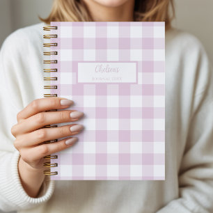 Gingham Check Pink Personalized Journal Notebook