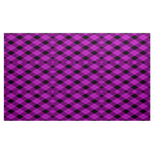 Gingham Check Purple and Black Pattern Fabric
