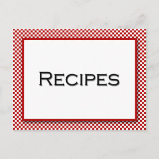 Gingham Check Red White Recipe Card