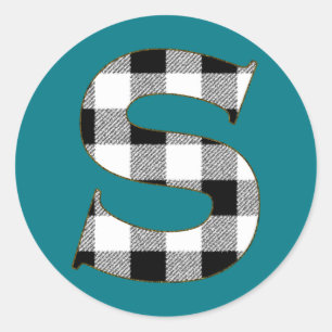 Gingham Check S Classic Round Sticker