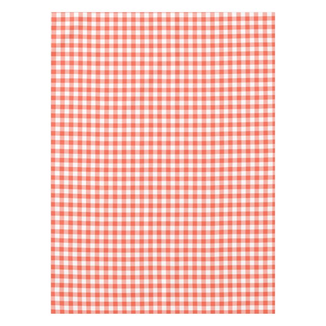 Gingham Check Tablecloth | Orange And White Checks (Front)