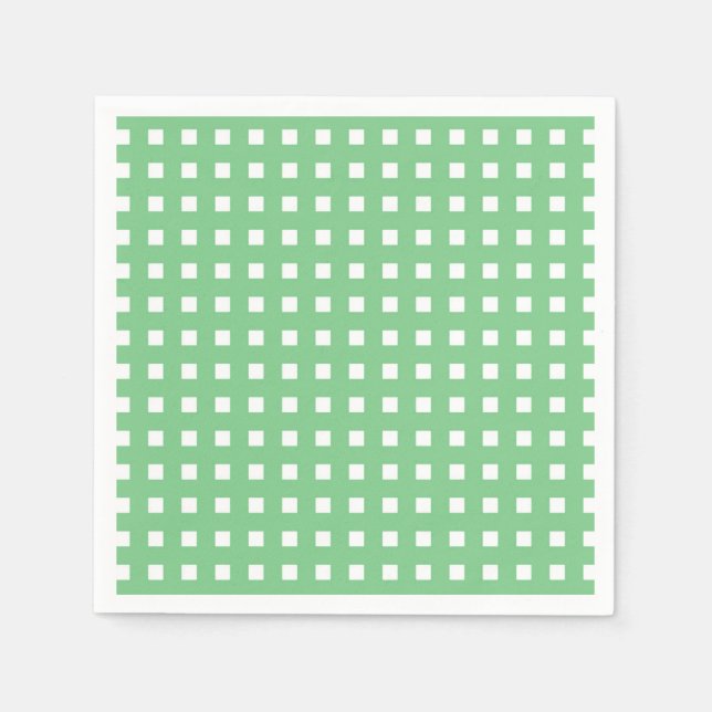 Gingham Checked Stem Green Paper Napkins (Front)