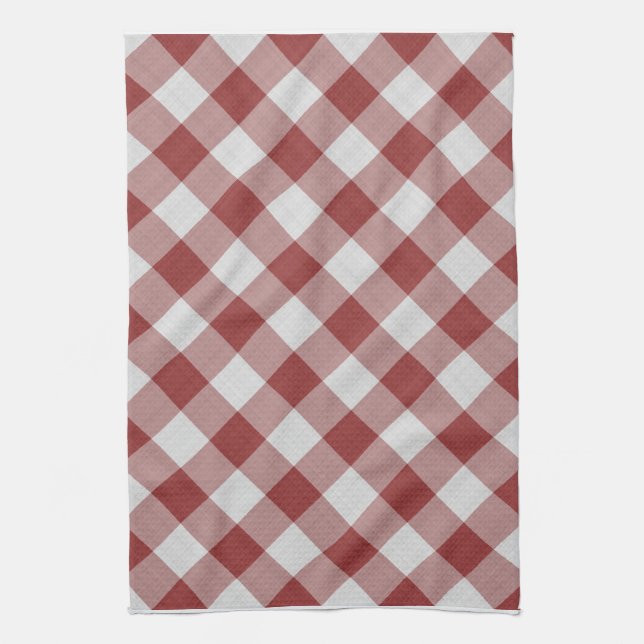 gingham checkers pattern red and white kitchen towel (Vertical)
