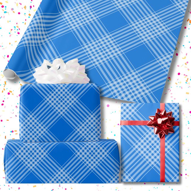Gingham Chequered Blue and White Wrapping Paper (Gingham Checkered Blue and White Wrapping Paper)