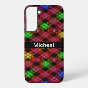 Gingham Chequered Multicolored Pattern Custom Name Samsung Galaxy Case