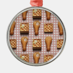 gingham chicken waffles metal ornament