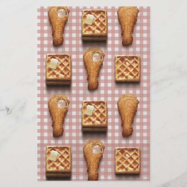 gingham chicken waffles stationery (Front)