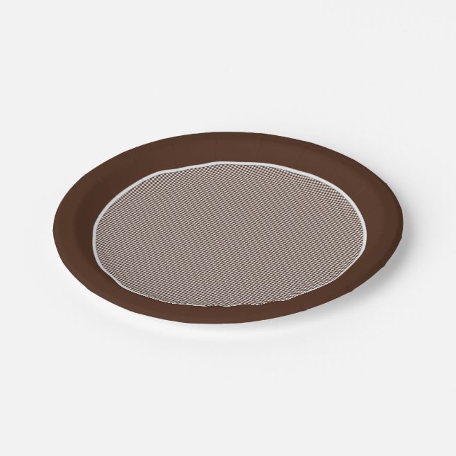 Gingham-Chocolate Brown-Paper Plates (Angled)