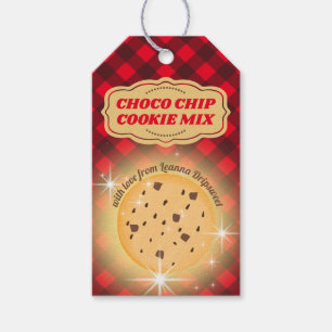 Gingham chocolate chip cookie mix in a jar gift tags