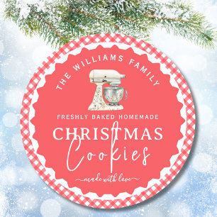 Gingham Christmas Cookies Baked Goods Label
