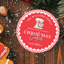 Gingham Christmas Cookies Baked Goods Label