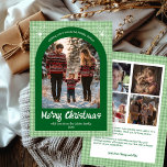 Gingham Christmas Green Custom Arch 5 Photo  Holiday Card<br><div class="desc">Perfect cute card for a fun holiday greeting! Hand made art for you! FULLY CUSTOMIZABLE! Click on “Personalize” above to edit the text on the front and back and add your own photos to the front and back. Click "edit using design tool" to adjust the fonts, colours and placements. (check...</div>
