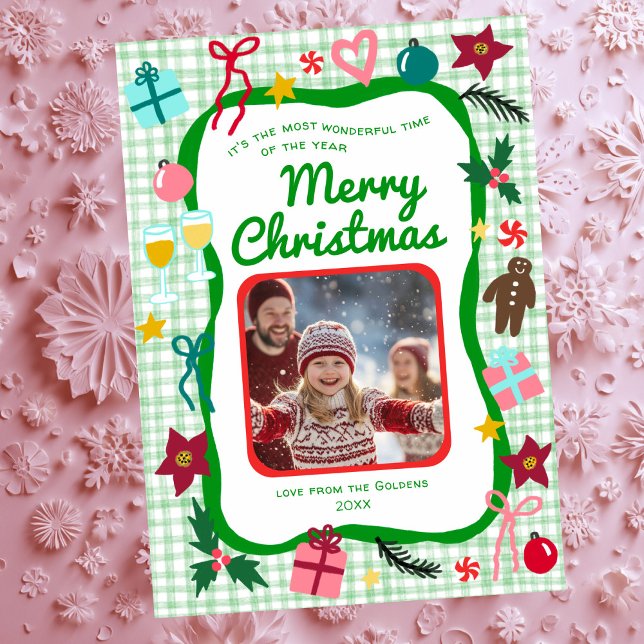 Gingham Christmas Quirky Whimsical CUSTOM PHOTO Holiday Card (Gingham Christmas Quirky Whimsical CUSTOM PHOTO Holiday Card
)