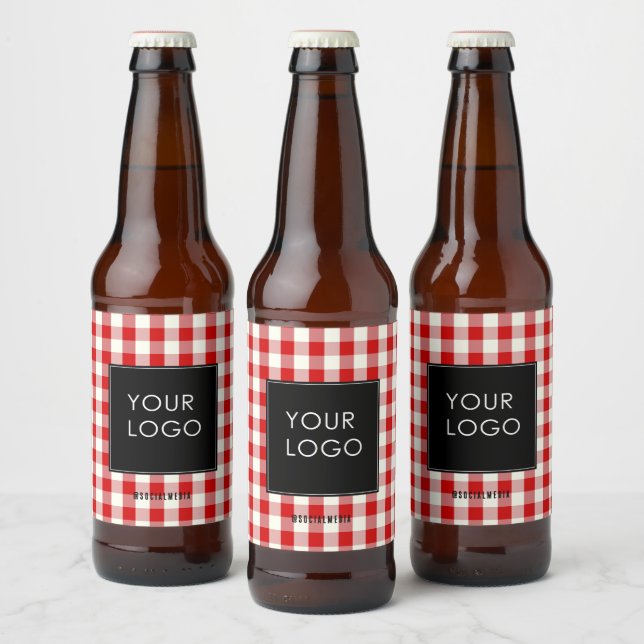 Gingham Company Business Logo Social Media  Beer Bottle Label (Bottles)
