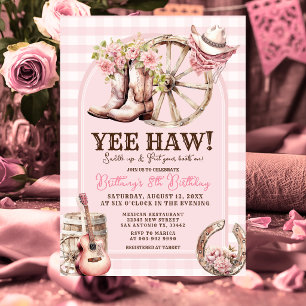 Gingham Cowgirl Western 8TH Birthday  Invitation