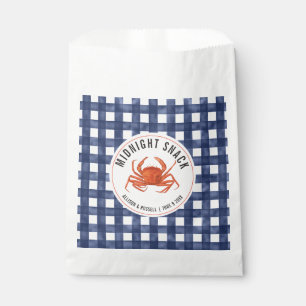 Gingham Crab Coastal Wedding Midnight Snack Favour Bag