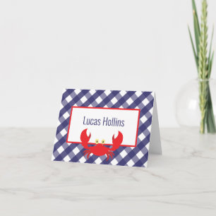 Gingham Crab Personalized Folded Note Cards