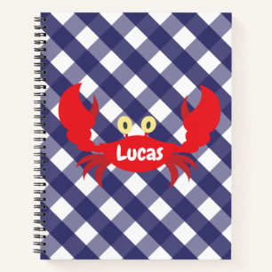 Gingham Crab Personalized Spiral Notebook