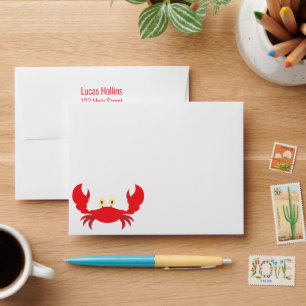 Gingham Crab Personalized Stationery Envelopes