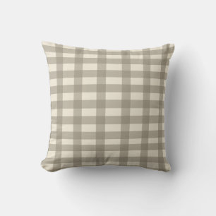 Gingham Cream and Toffee Throw Pillow