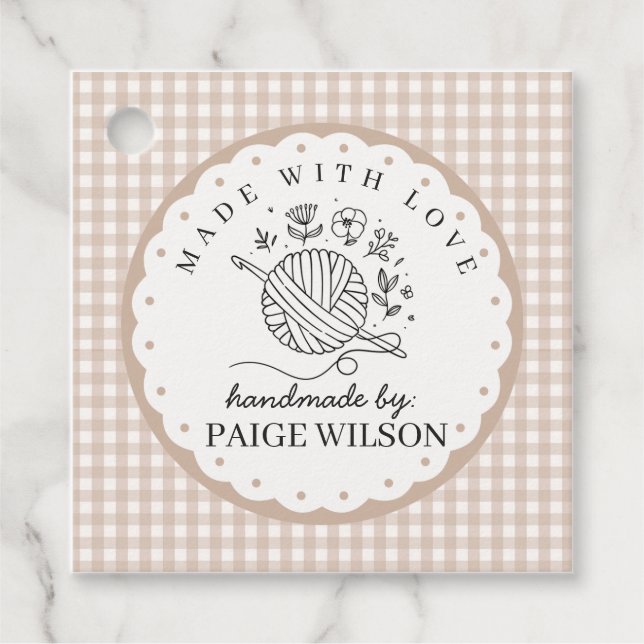 Gingham Crochet  Favour Tags (Front)