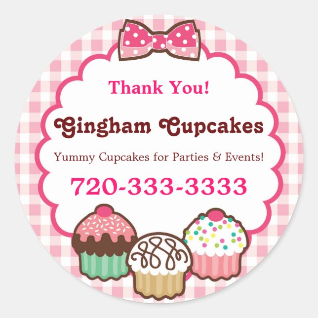 Gingham Cupcakes Stickers (Front)