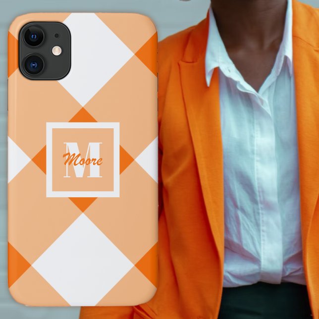 Gingham - Dark and Pastel Orange Phone Case (Gingham - Dark and Pastel Orange Phone Case by Leapfroglisics Shop)