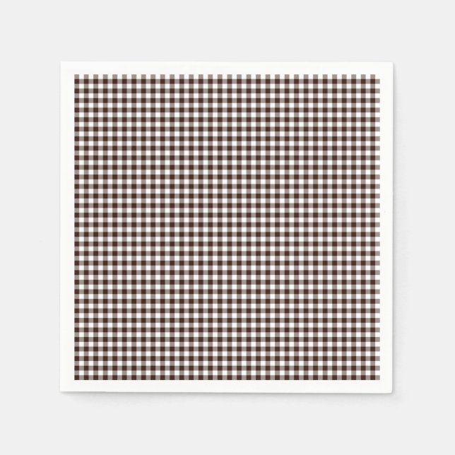 Gingham-Dark Brown-Paper Napkins (Front)