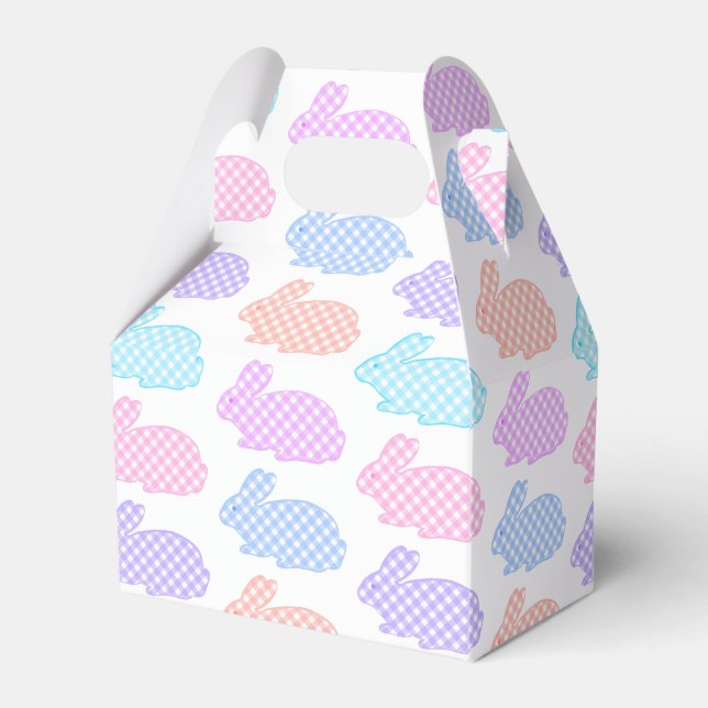 Gingham Easter Bunny Pattern Favor Box (Front Side)