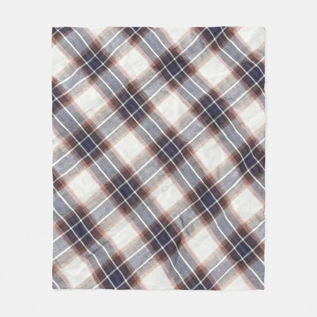 Gingham ecological cotton in autumn colours.  fleece blanket (Front)