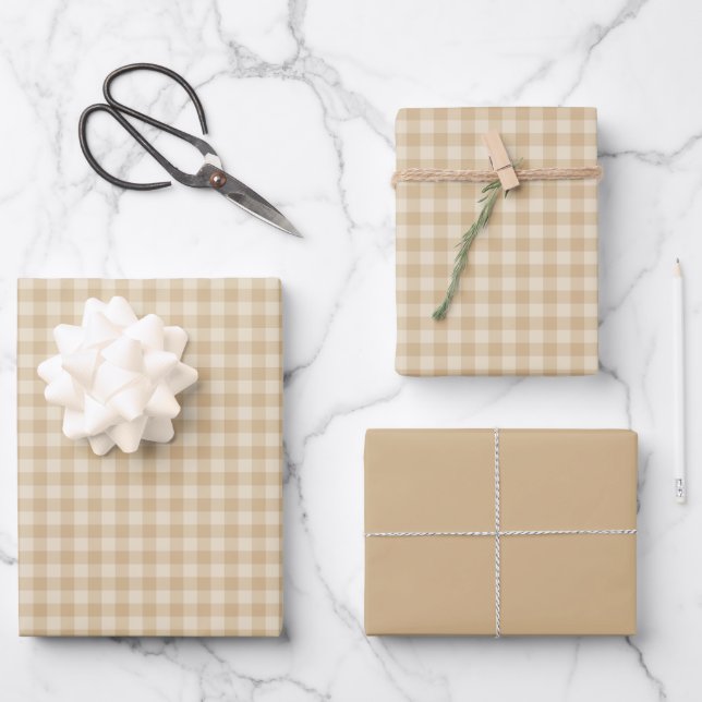 Gingham Elegant Cream - Wrapping Paper Sheets (Front)