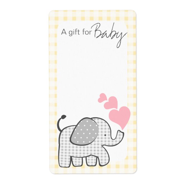 Gingham Elephant Book Tags (Front)