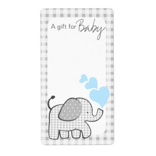Gingham Elephant Book Tags Blue Hearts
