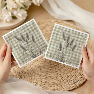 Gingham Fisherman Clothesline Fishing Baby Shower Napkin