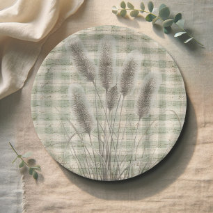 Gingham Fisherman Clothesline Fishing Baby Shower Paper Plate
