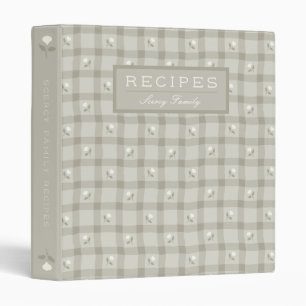 Gingham Floral Personalized Family Recipe Binder