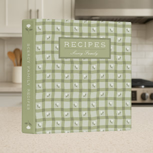 Gingham Floral Personalized Family Recipe Binder
