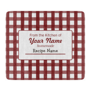 Gingham Food  Label Cutting Board