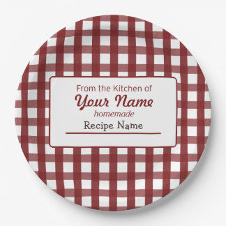 Gingham Food  Label Paper Plate
