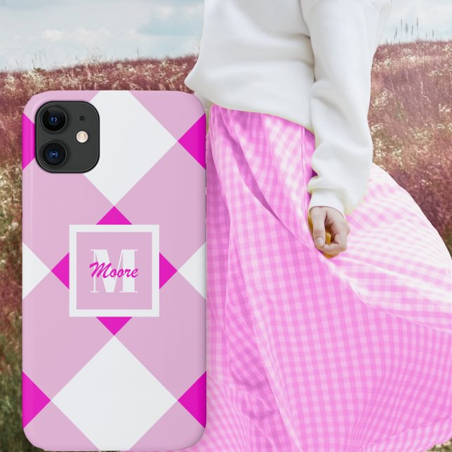 Gingham - Fuchsia Pink and Pastel Pink Phone Case (Gingham - Fuchsia Pink (hot pink) and white Casemate Phone Case)