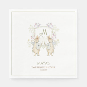 Gingham Gender Peter the Rabbit Twins Baby Shower  Napkin