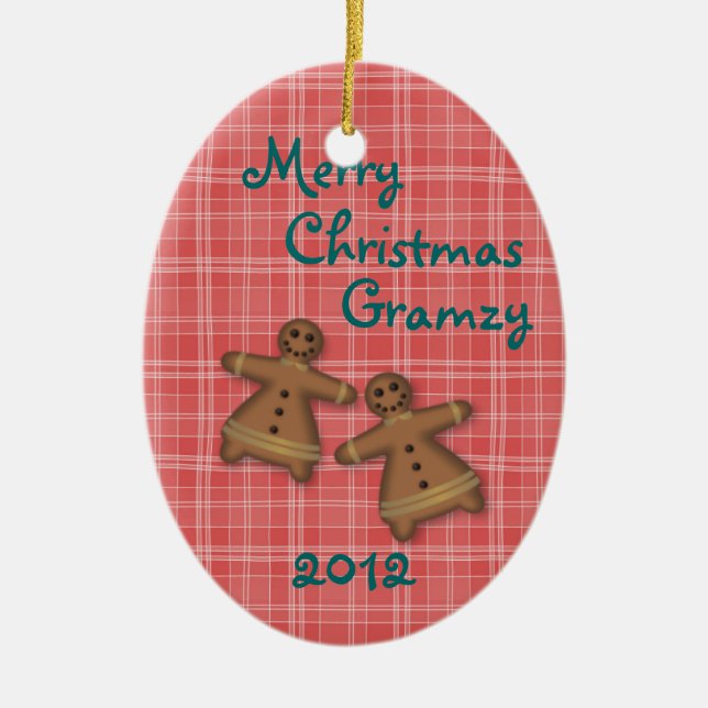 Gingham &  Gingerbread Ornament-customize Ceramic Ornament (Front)