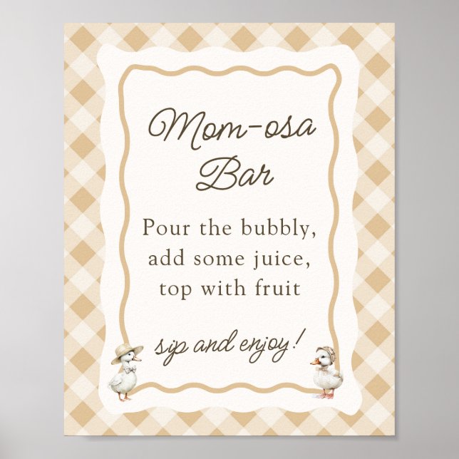 Gingham Goose Baby Shower Mimosa Bar Sign (Front)