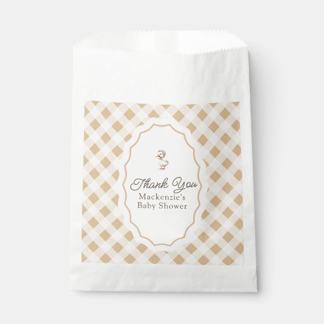 Gingham Goose Baby Shower Thank You  Favour Bag (Front)