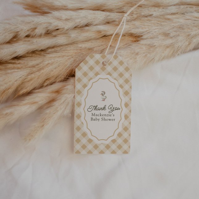 Gingham Goose Baby Shower Thank You Favour Tag (Gingham Goose Baby Shower thank you favor tag)