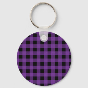 Gingham Grape and Black Keychain
