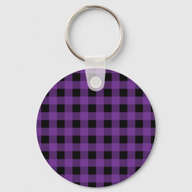 Gingham Grape and Black Keychain (Front)