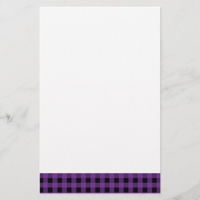 Gingham Grape and Black Stationery (Front)