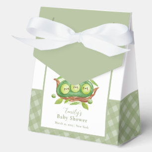 Gingham Greenery Sweet Pea In Pod Baby Shower Favor Box