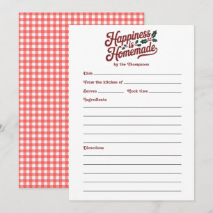 Gingham Happiness is Homemade Holiday Recipe Card
